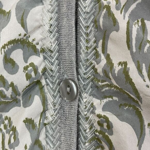 Garnet Hill X-Large Merino Wool Silk Sweater Cardigan Beaded Gray Womens READ - Picture 14 of 16